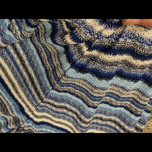 GRAN SASSO Pants STRETCH WIDE LEG STRIPE PANT Sz Small Blue White Silver Gray - Picture 15 of 17